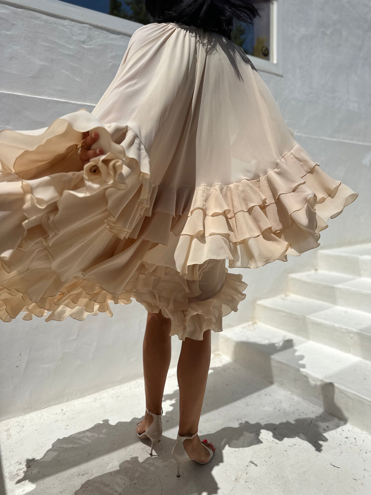 Jackie Beige Ruffled High-Low Dress