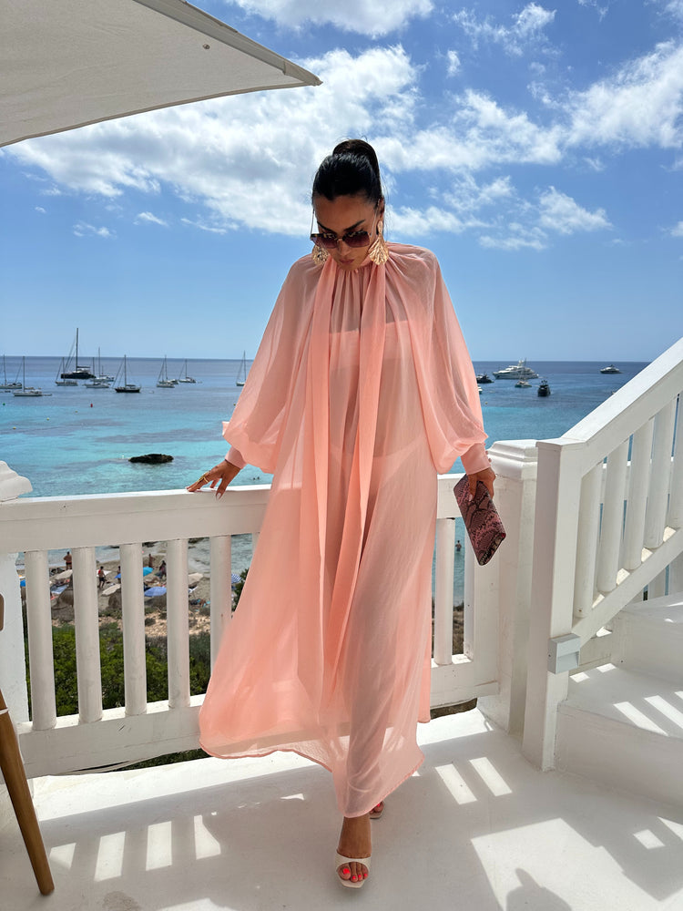 Marlene  Soft Pink Sheer Maxi Dress